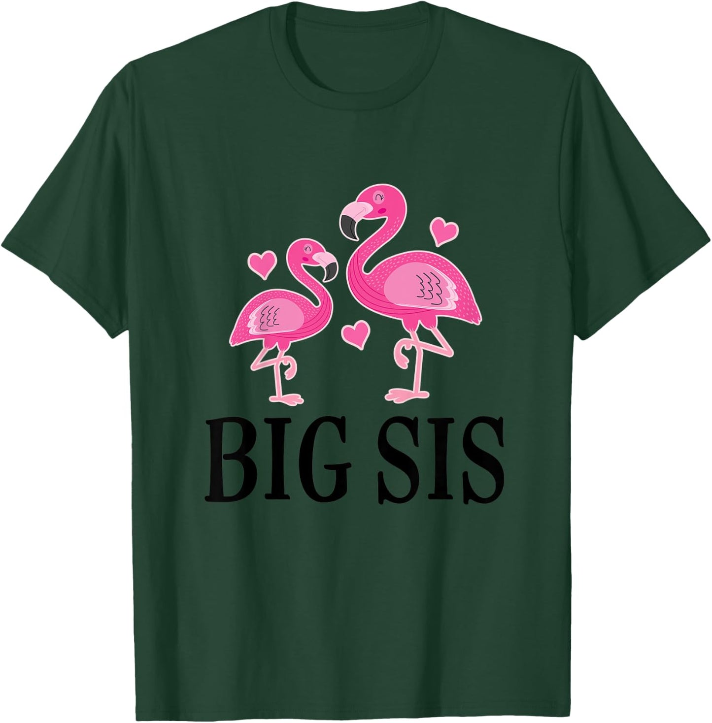Kids Big Sis Announcement Flamingo Sister T-Shirt - T-Shirt | Forest