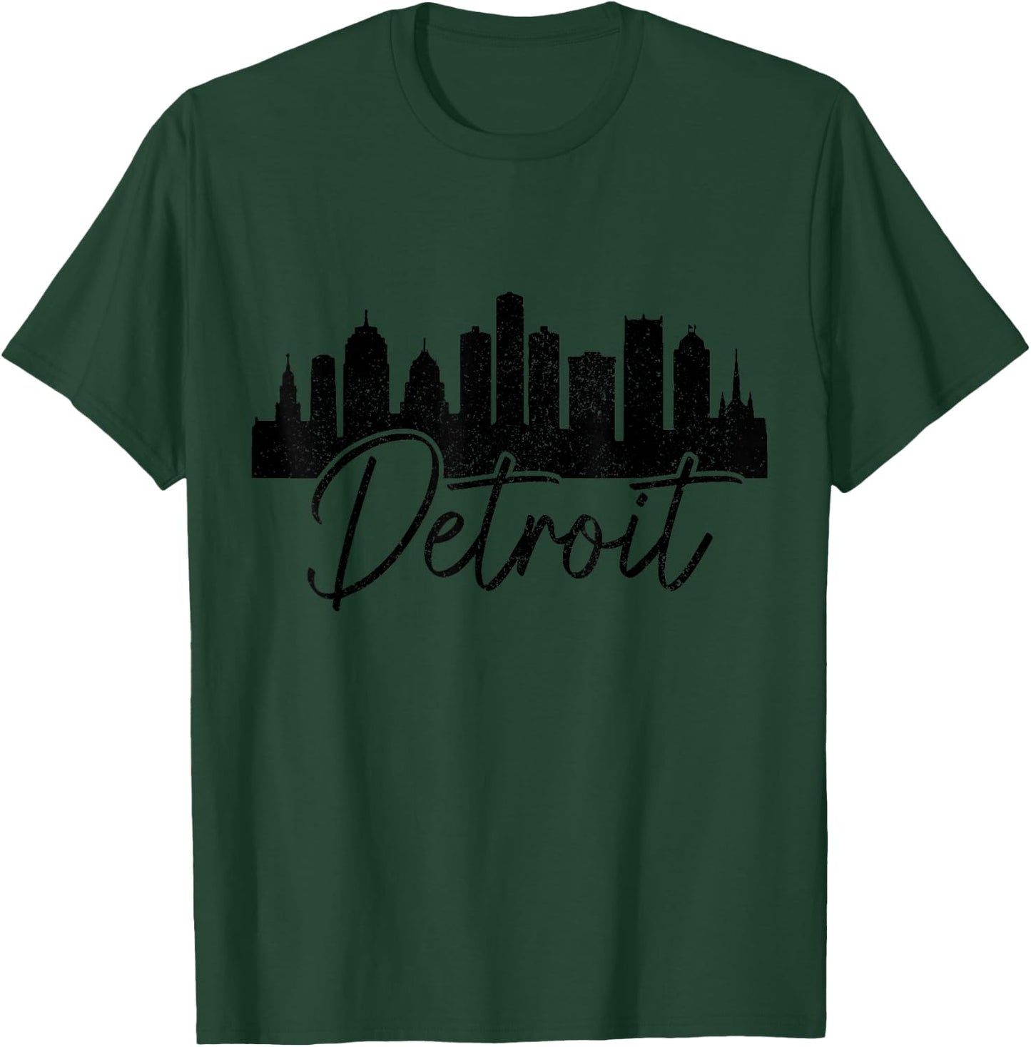 Detroit Skyline Michigan Vintage Pride 313 T-Shirt - T-Shirt | Forest