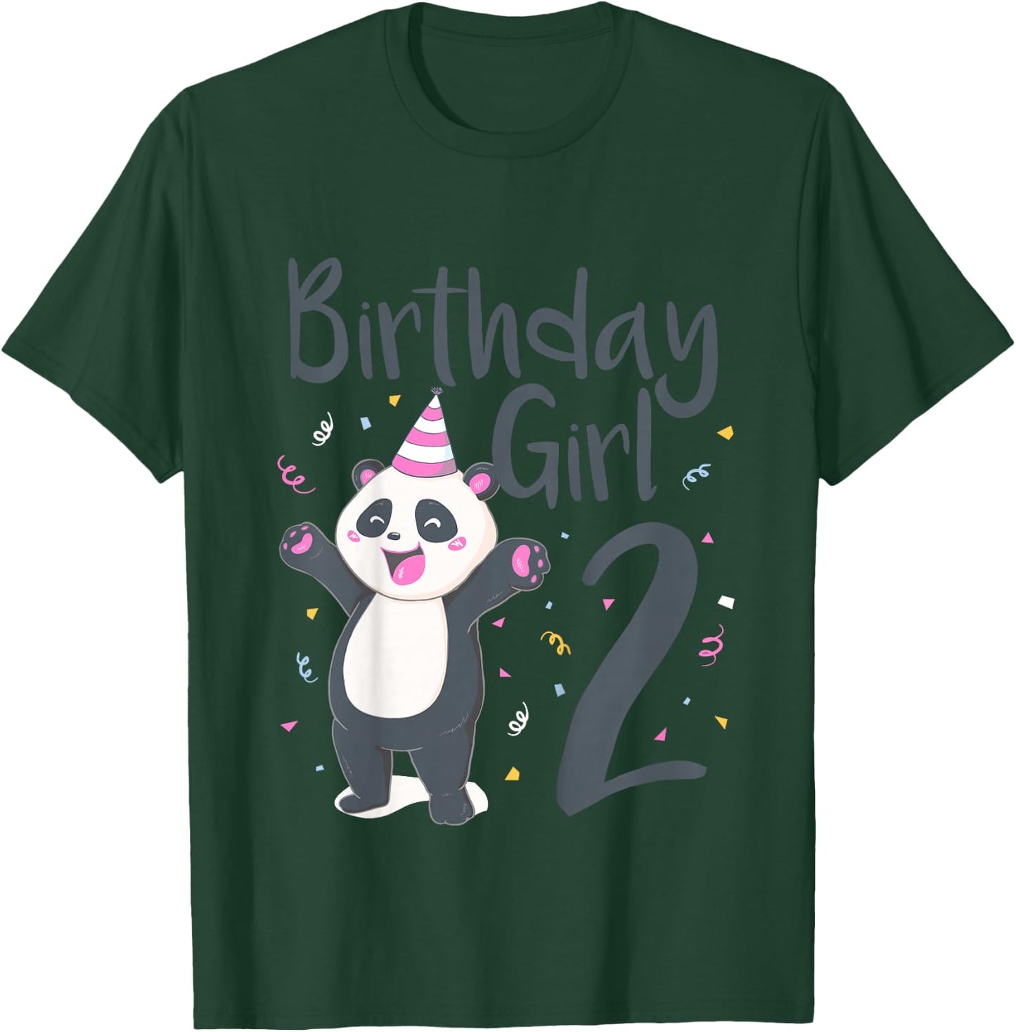 Kids 2 Year Old Panda Birthday Girl Cute Girls 2nd Party Gift T-Shirt - T-Shirt | Forest