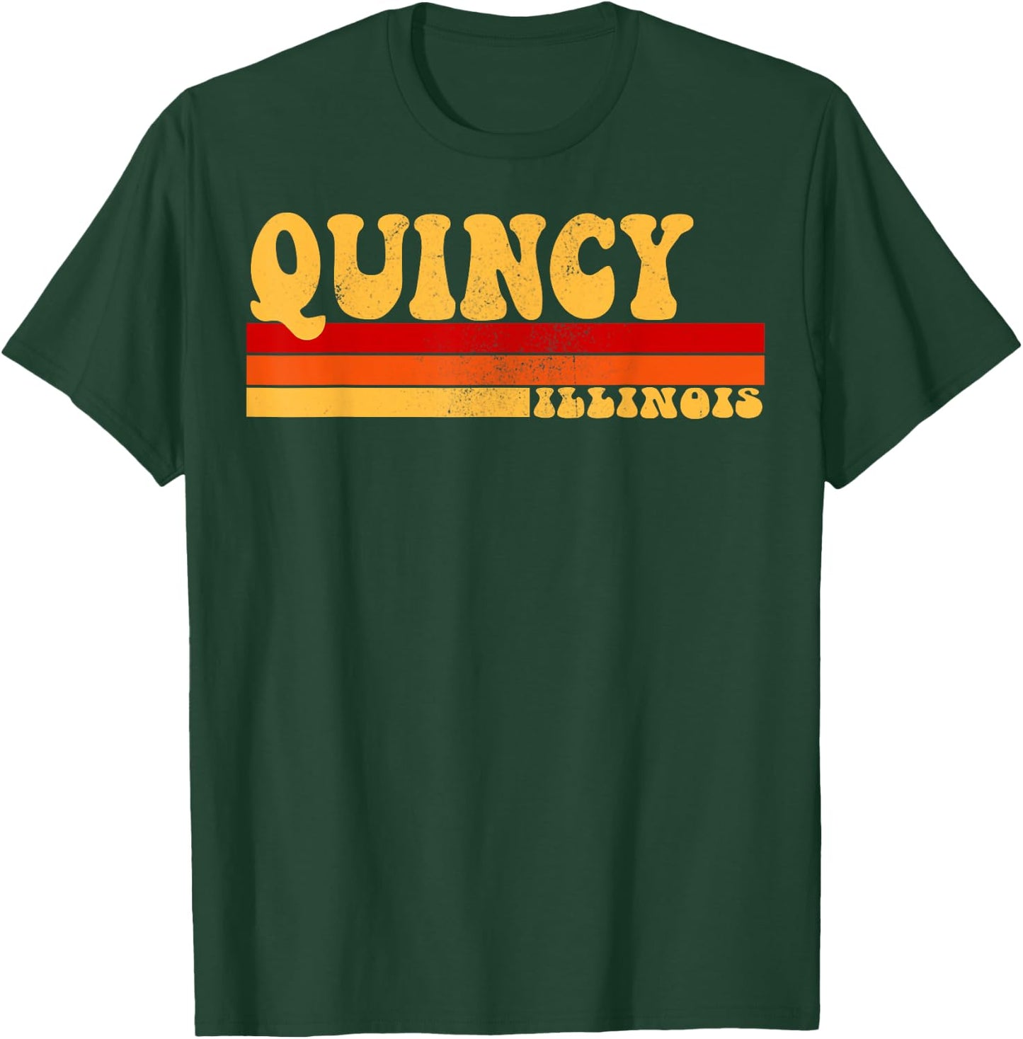 QUINCY Illinois City Vintage Roots Retro Design 70s 80s T-Shirt - T-Shirt | Forest