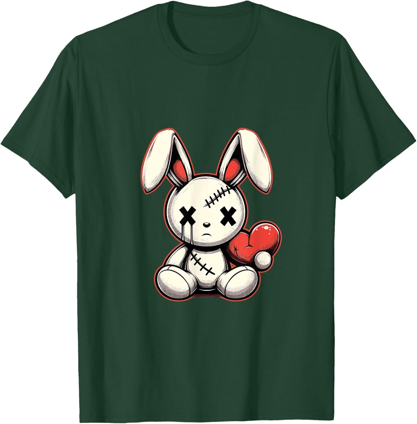 Heartfelt Voodoo Bunny Stitched Rabbit Gothic T-Shirt - T-Shirt | Forest