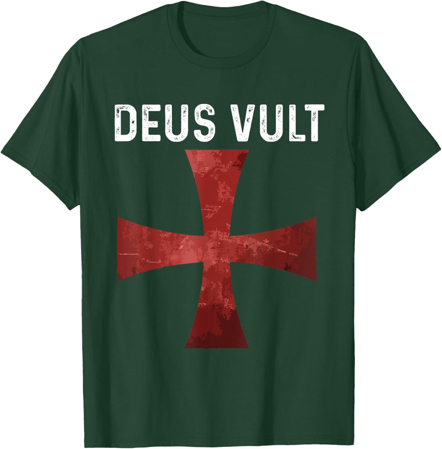 Deus Vult - Catholic Crusader Templar Knight - Scarlet Cross T-Shirt - T-Shirt | Forest