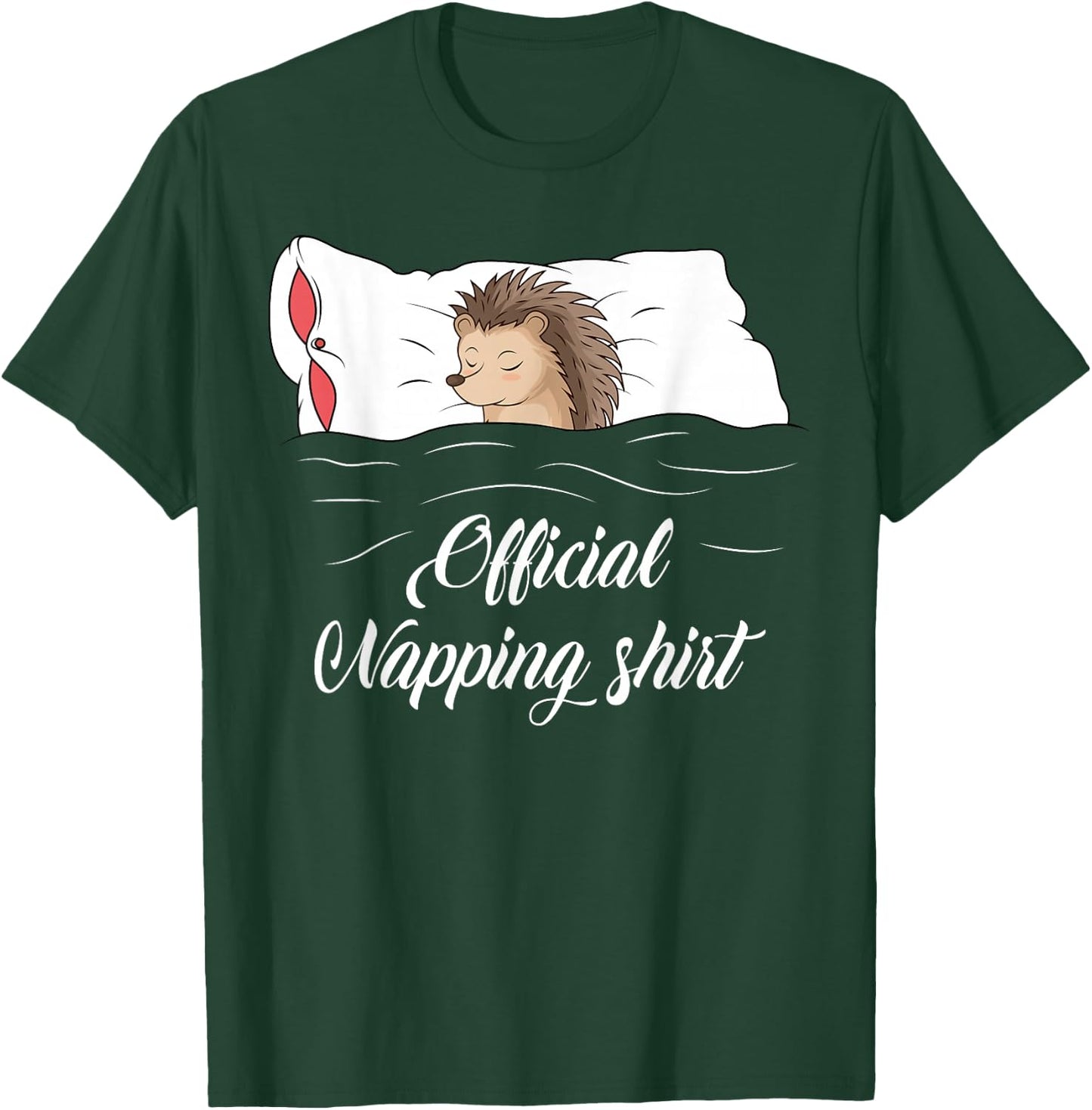 Sleeping Hedgehog Lover Pyjamas Official Napping T-Shirt - T-Shirt | Forest
