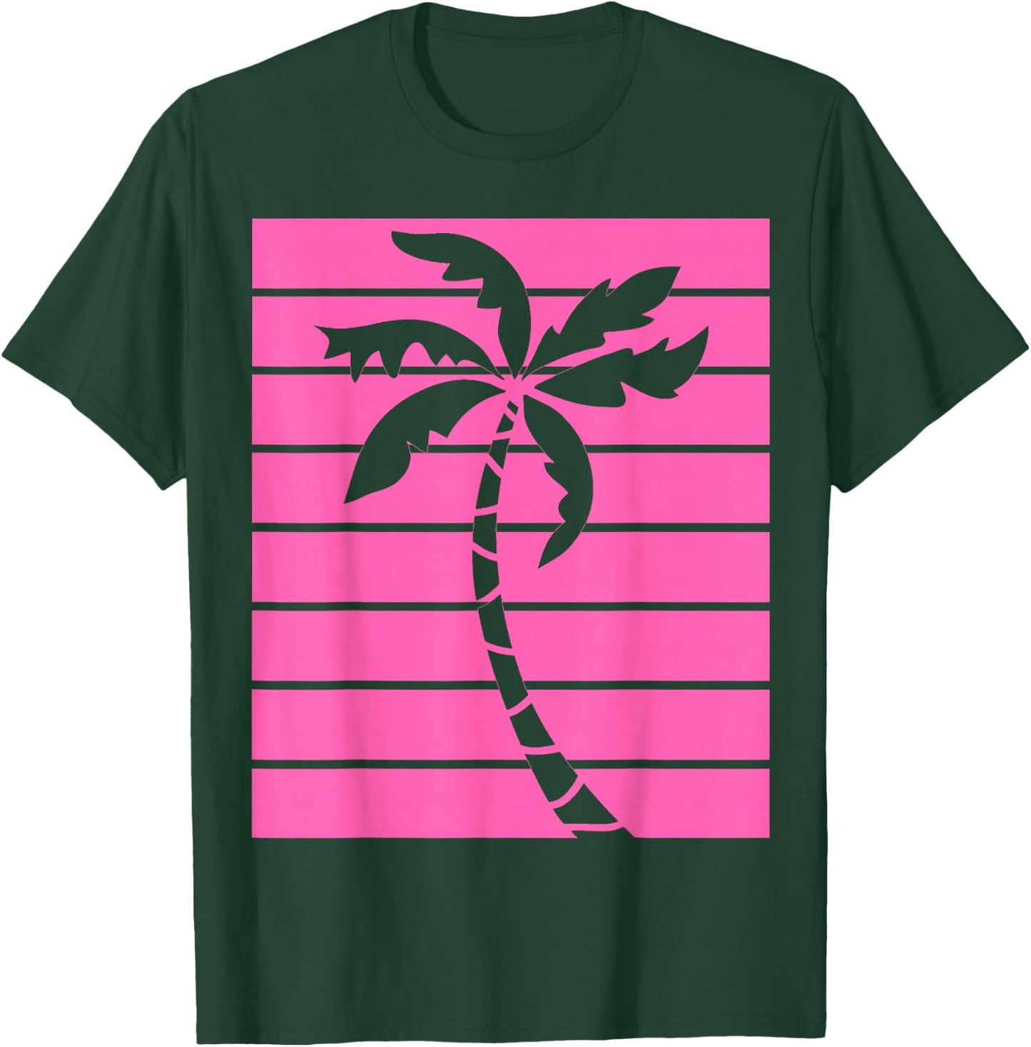 Vintage Retro Hot Pink Palm Tree Summer Beaches Lover Gift T-Shirt - T-Shirt | Forest