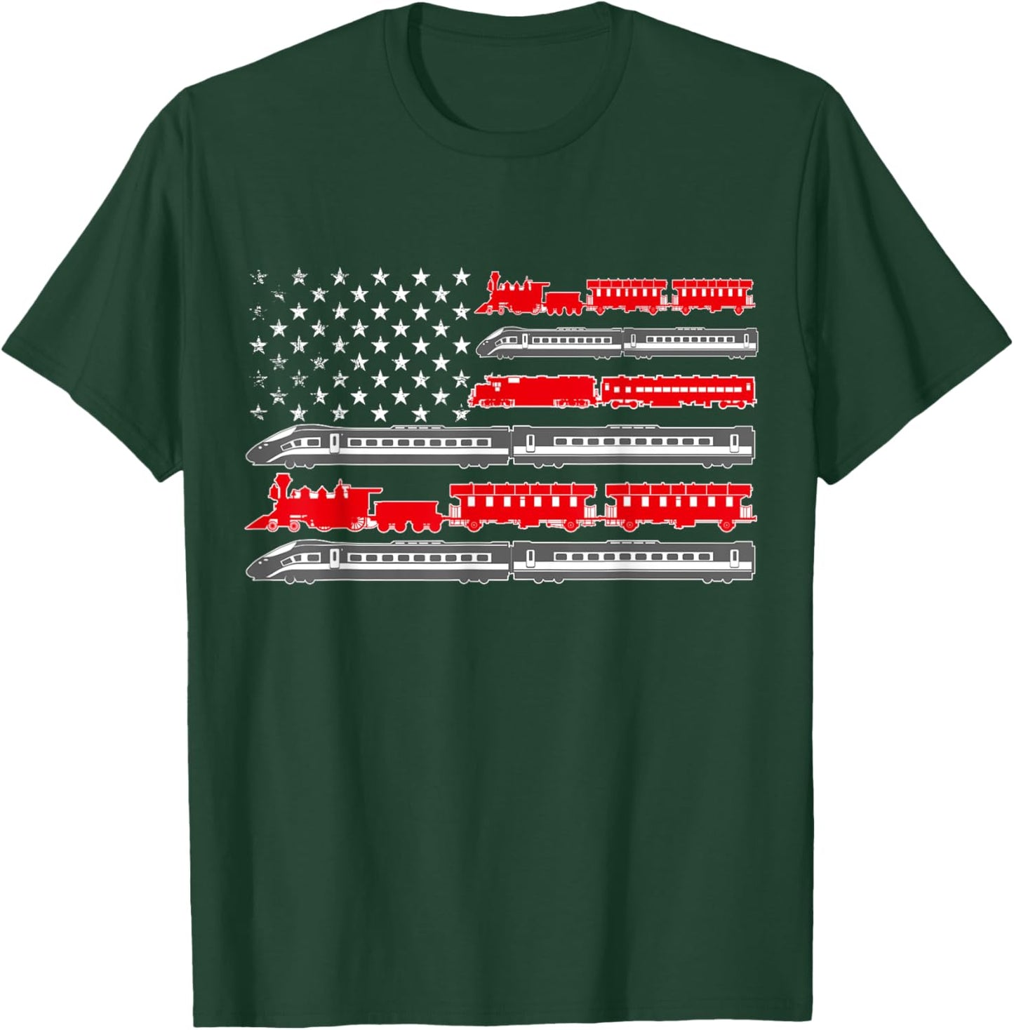 Train Railroad Dad Engine Conductor Fathers Day Model Trains T-Shirt - T-Shirt | Forest