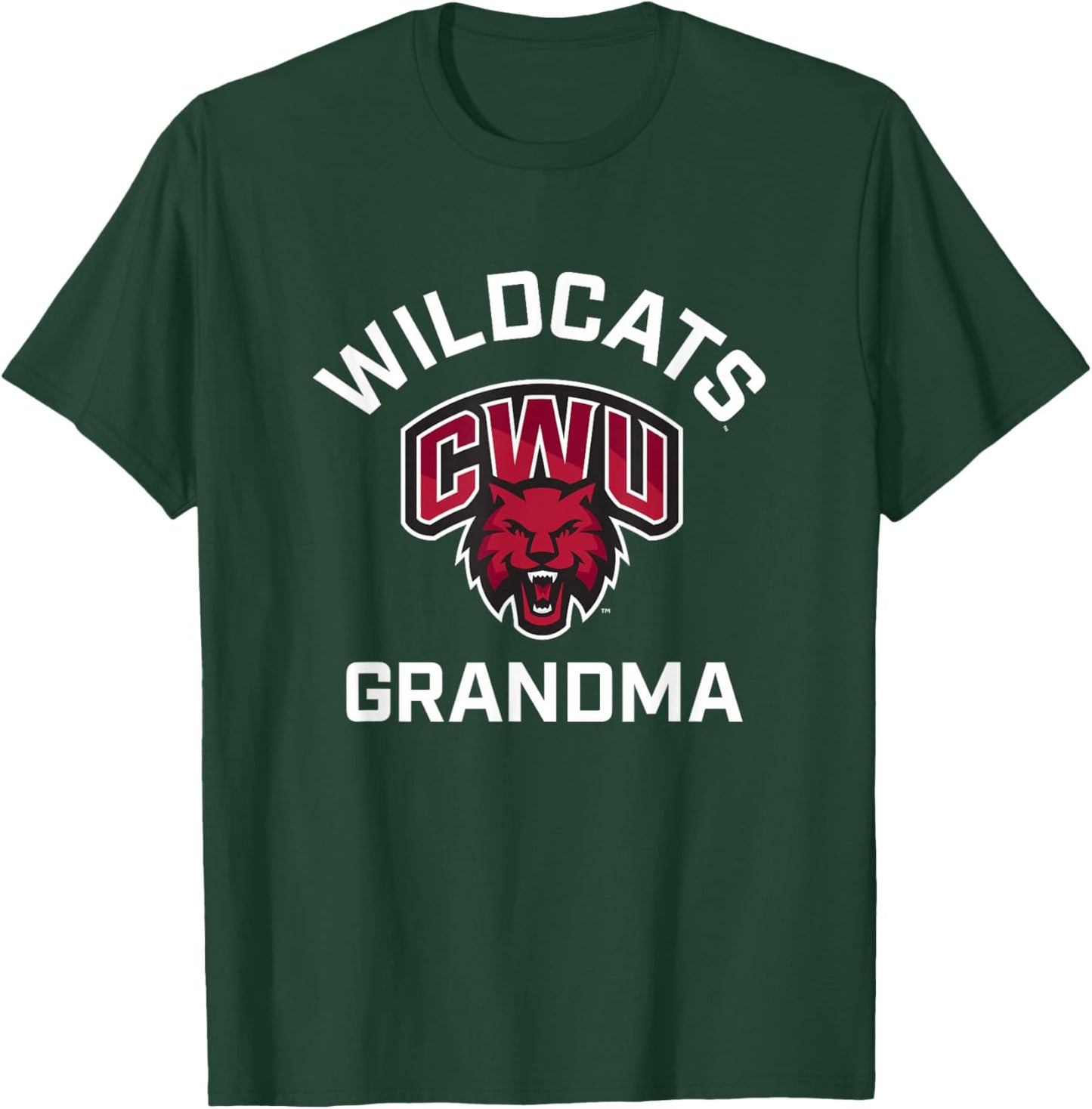 Central Washington University Wildcats Arched Grandma T-Shirt - T-Shirt | Forest