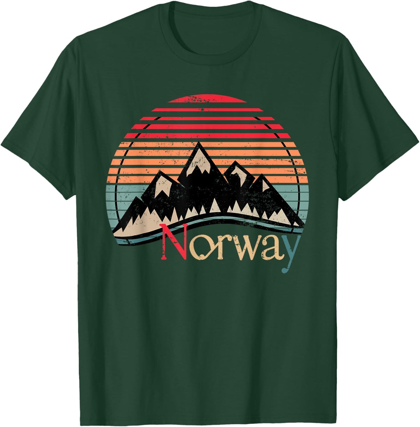 Norway Flag Norwegian Pride -Adults Black Short Sleeve T-Shirt - T-Shirt | Forest