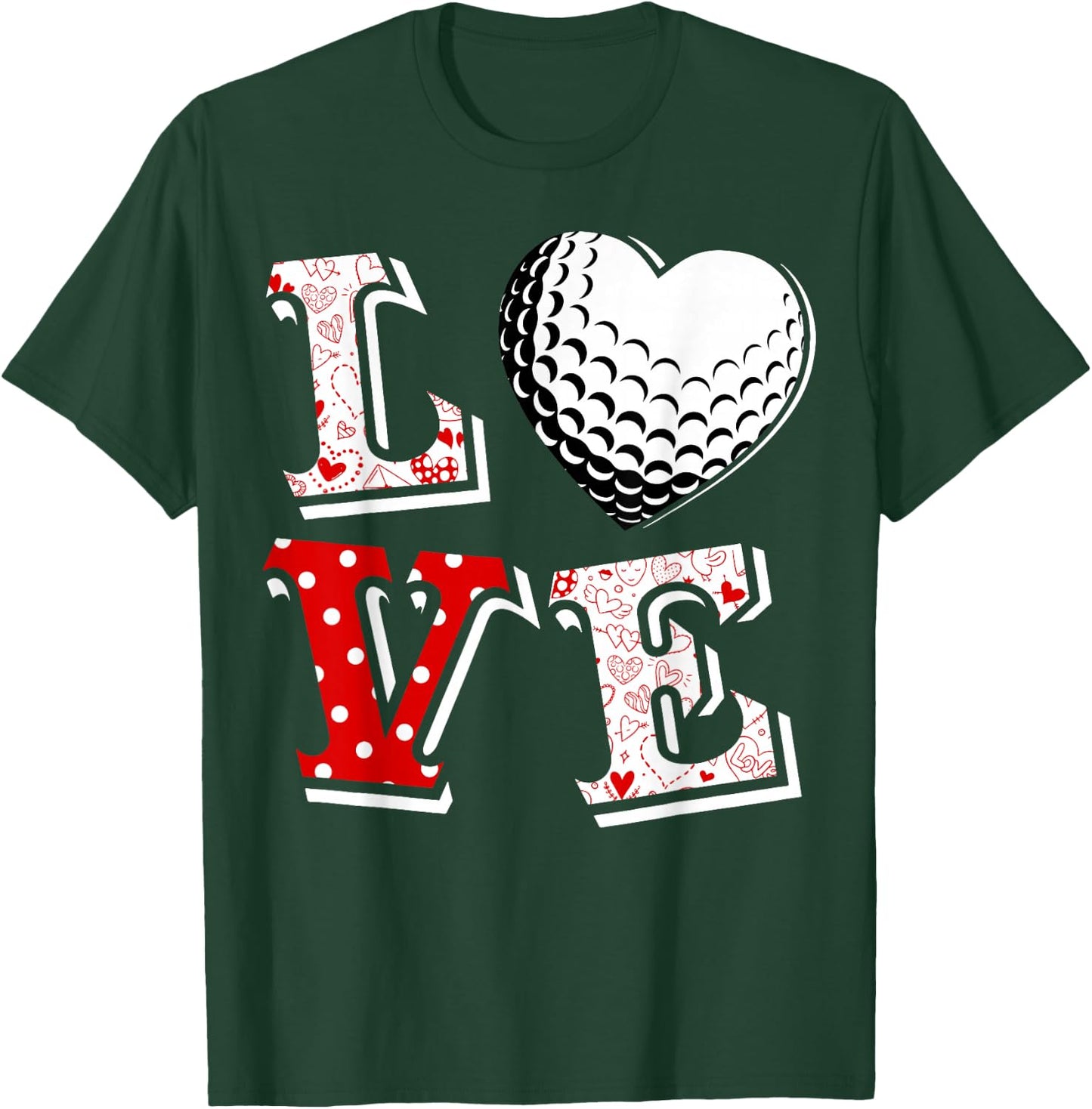Valentine LOVE Golf Heart Valentine day Women Men gift T-Shirt - T-Shirt | Forest