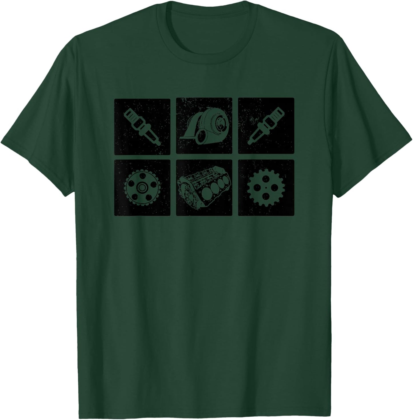 Car Mechanic Engine Symbols Auto Parts T-Shirt - T-Shirt | Forest