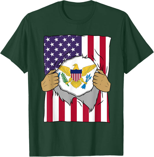 US Virgin Islands Flag Inside Me Home Islander American Gift T-Shirt - T-Shirt | Forest