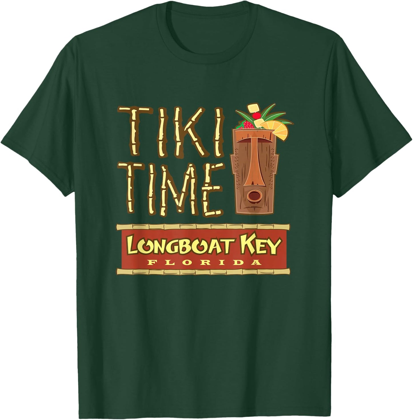 Longboat Key Florida Retro Tiki Bar Design T-Shirt - T-Shirt | Forest
