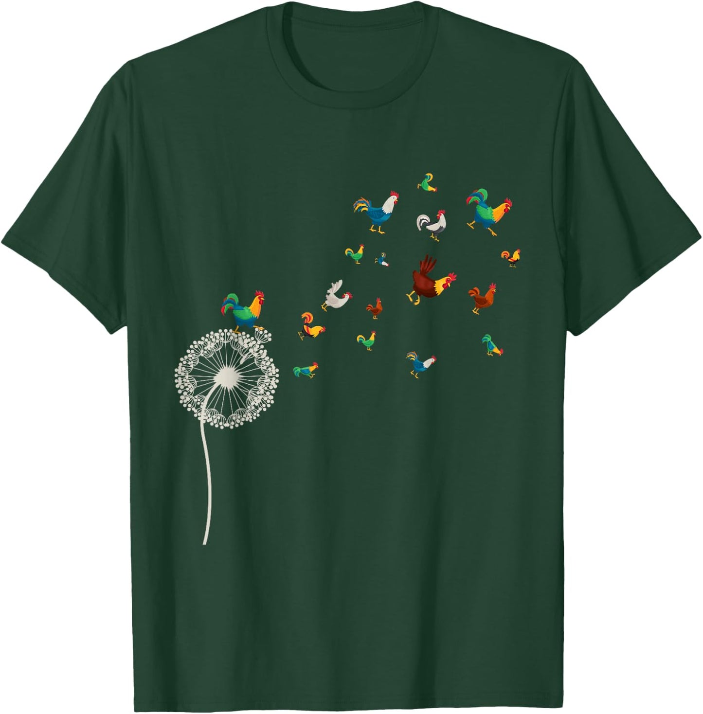 Farm Bird Animal Lover Farmer Gift Dandelion Chicken T-Shirt - T-Shirt | Forest