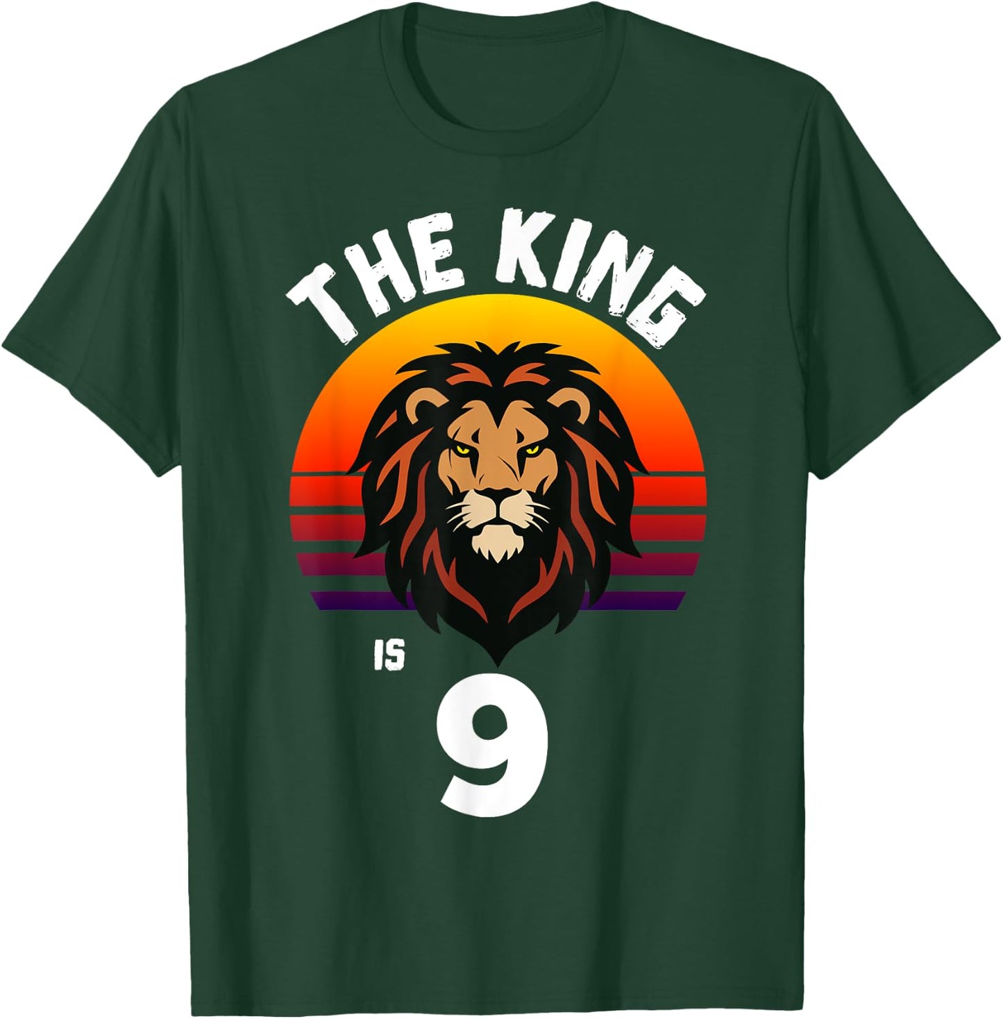 9th Birthday Animal Lion The King Is 9 Year Old Funny B-Day T-Shirt - T-Shirt | Forest