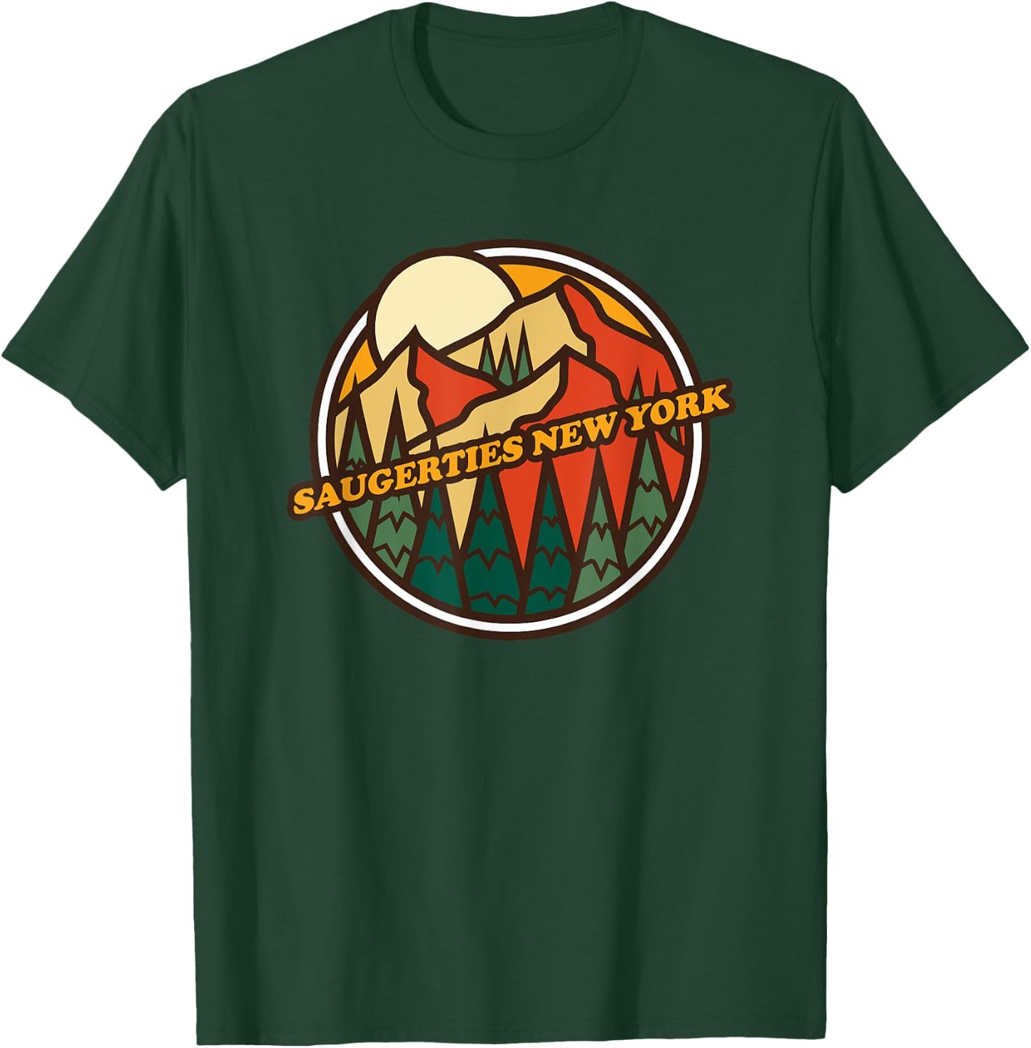 Vintage Saugerties, New York Mountain Hiking Souvenir Print T-Shirt - T-Shirt | Forest