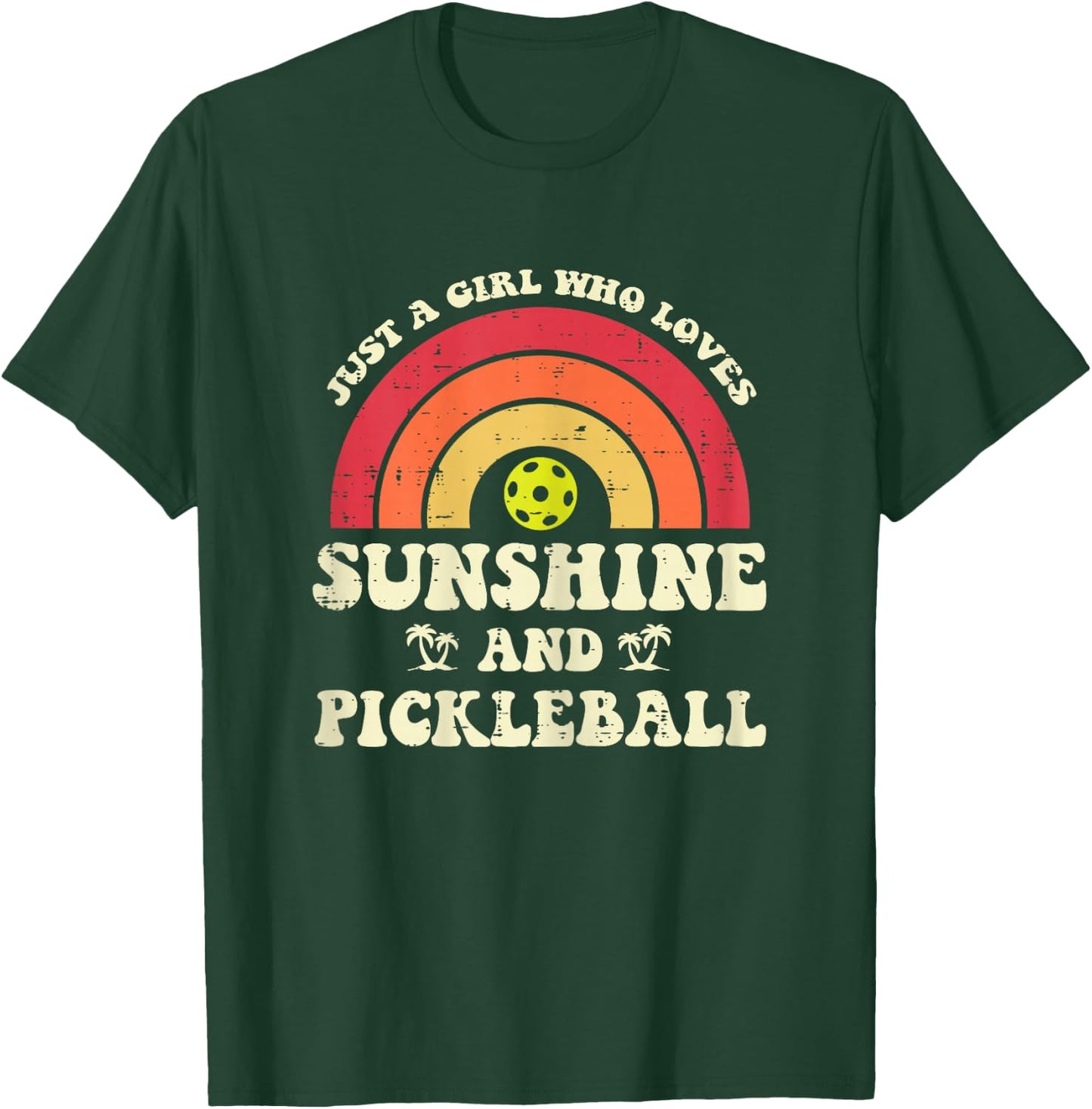 Girl Who Loves Sunshine Pickleball Pickle Ball Women Kids T-Shirt - T-Shirt | Forest