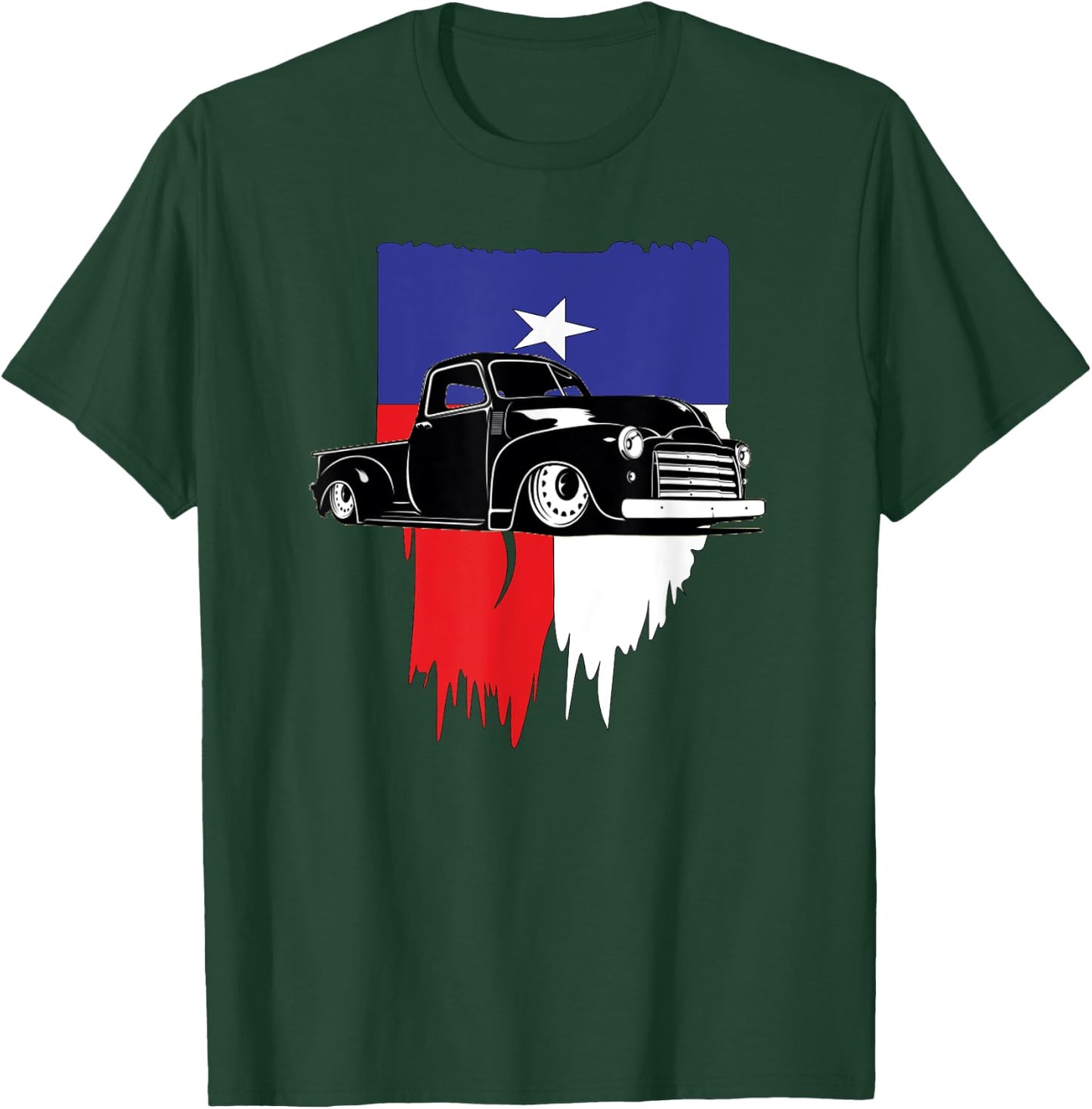 Vintage Hot Rod Truck American Flag. Texas Lowrider T-Shirt - T-Shirt | Forest