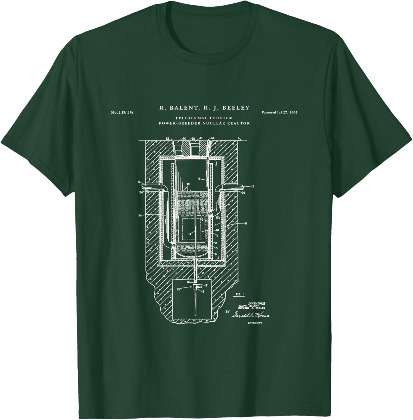 Nuclear Reactor Patent - physics T-Shirt - T-Shirt | Forest