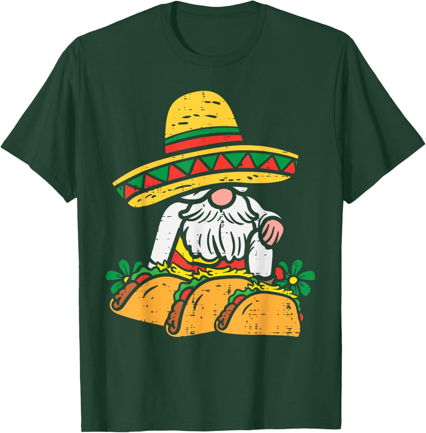 Mexican Gnome Sombrero Tacos Cinco De Mayo Fiesta Men Women T-Shirt - T-Shirt | Forest