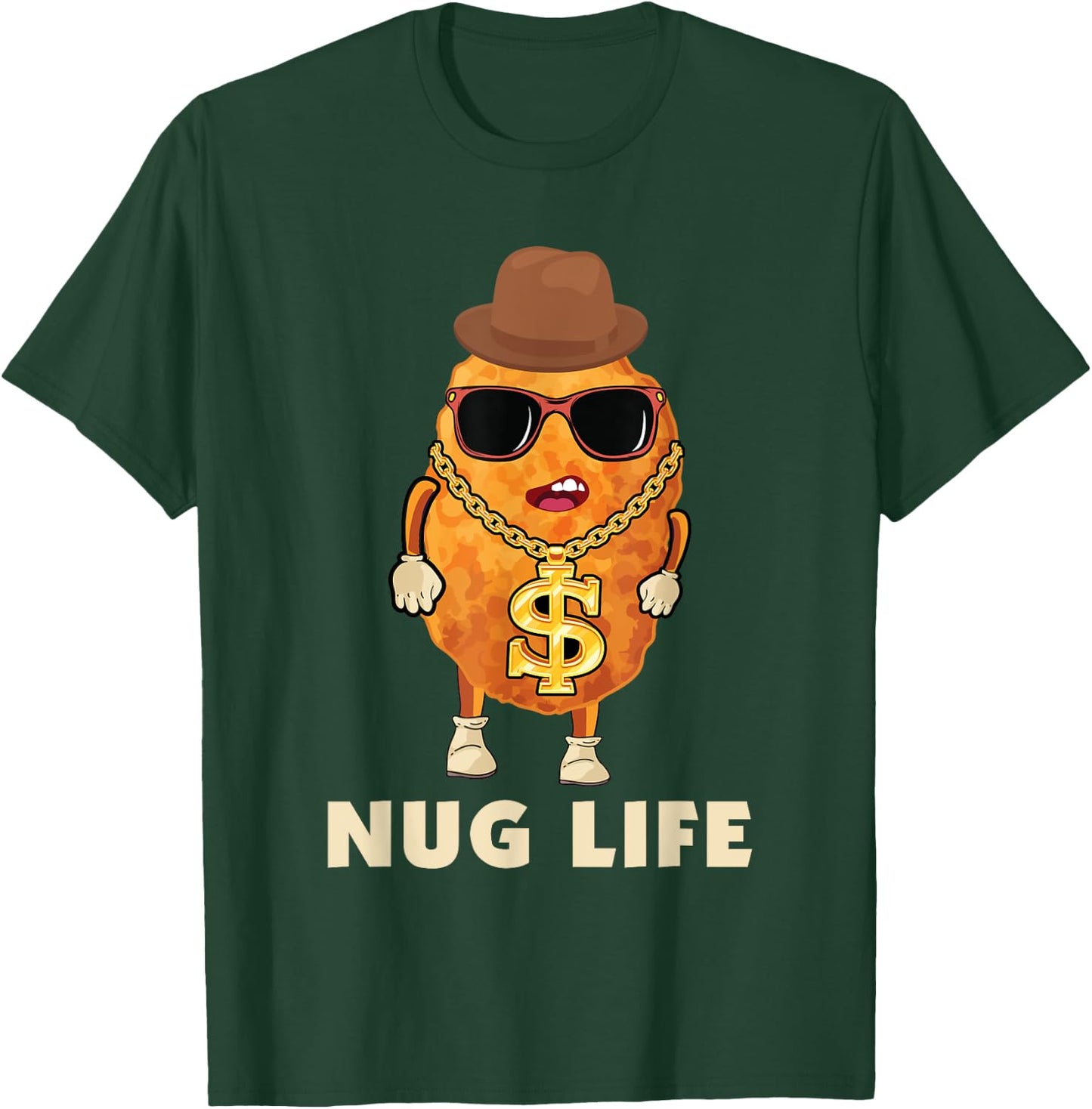 Funny Chicken Nugget Nug Life Tenders Gangster Costume T-Shirt - T-Shirt | Forest