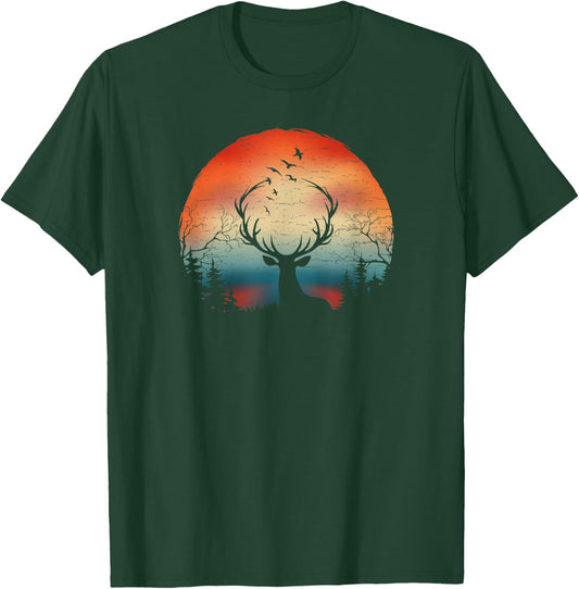 Elks Wapiti In The Woods, Mountains Wild Hunting Camping T-Shirt - T-Shirt | Forest