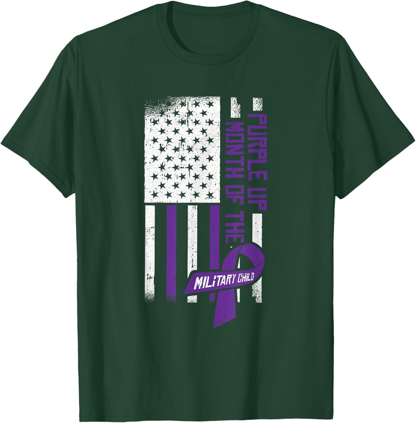 Purple Up Month Of The Military Child American Flag Kids T-Shirt - T-Shirt | Forest