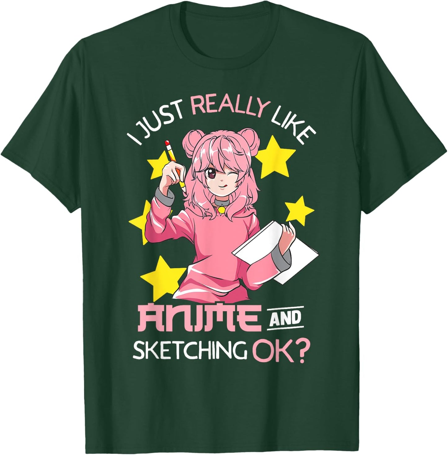 I Just Really Like Anime and Sketching Ok? Anime Teen Girl T-Shirt - T-Shirt | Forest