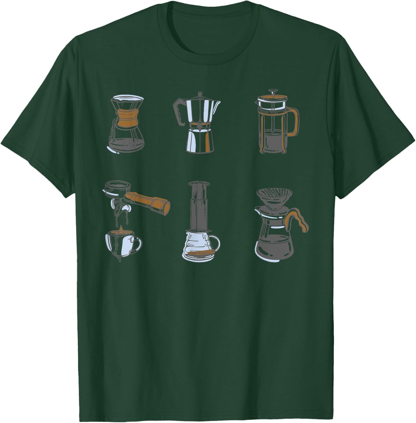 Type Of Coffee Makers Shirt Women Barista T-Shirt - T-Shirt | Forest