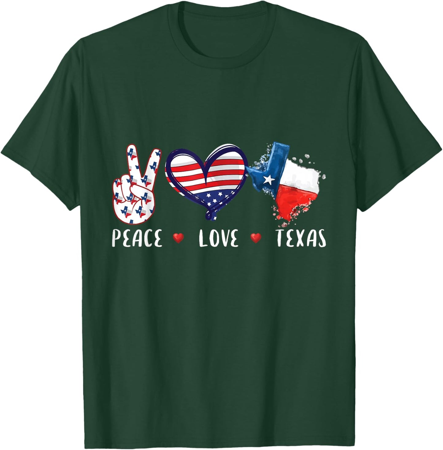 Peace Love Texas Flag Grown Souvenirs Women Kids Small T-Shirt - T-Shirt | Forest