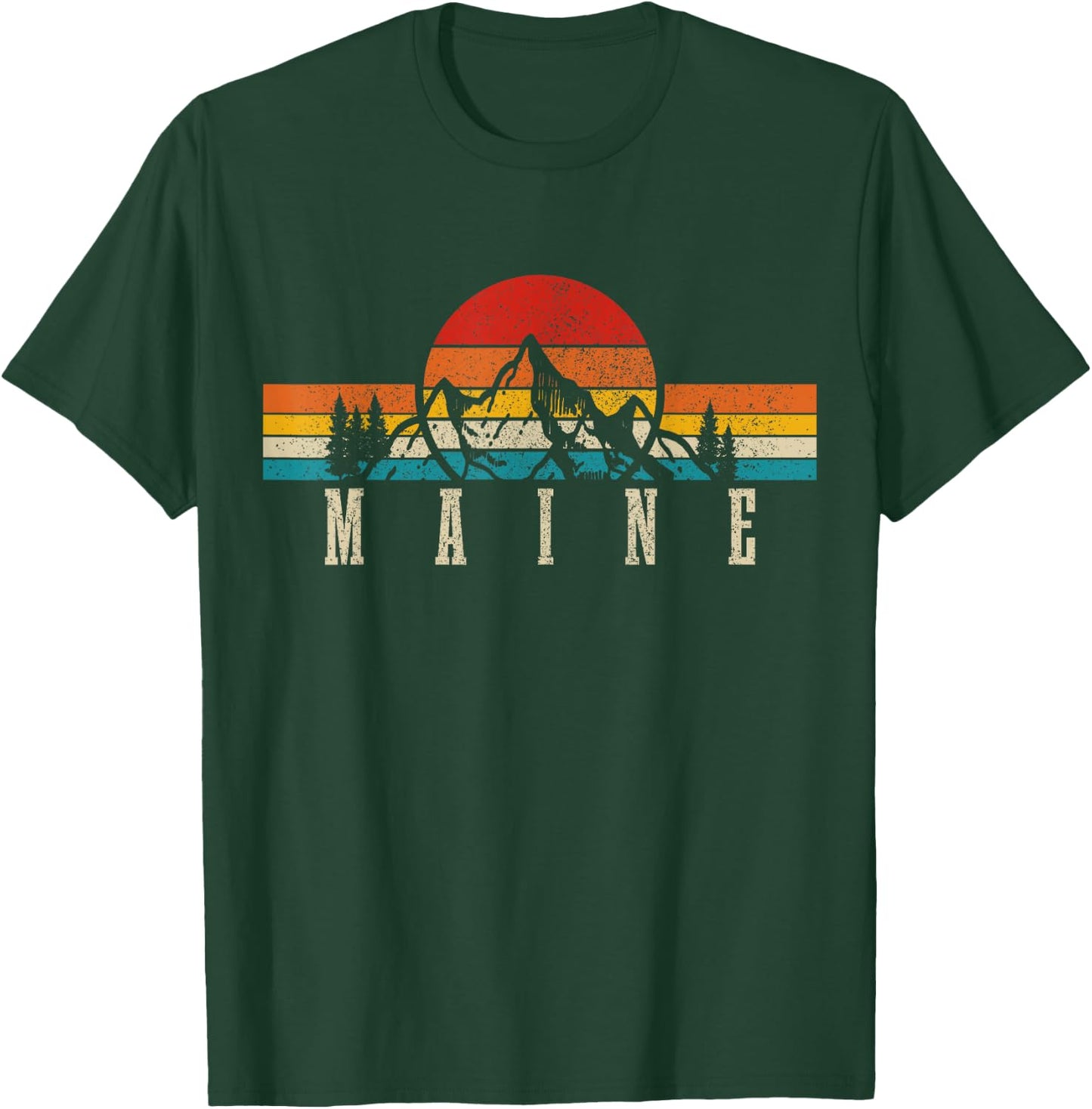 Maine Pine Tree State Vintage USA America Souvenir T-Shirt - T-Shirt | Forest