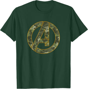 Marvel Avengers Camouflage Logo T-Shirt - T-Shirt | Forest