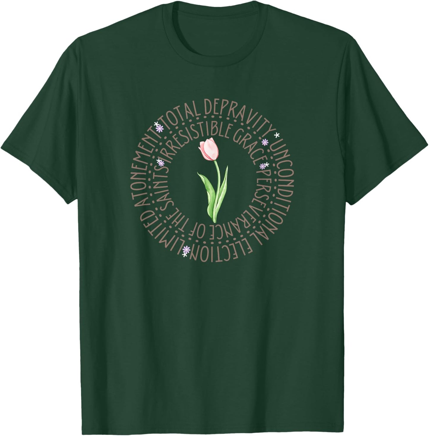 Theology Tulip Girl Reformed Christian Calvinist T-Shirt - T-Shirt | Forest