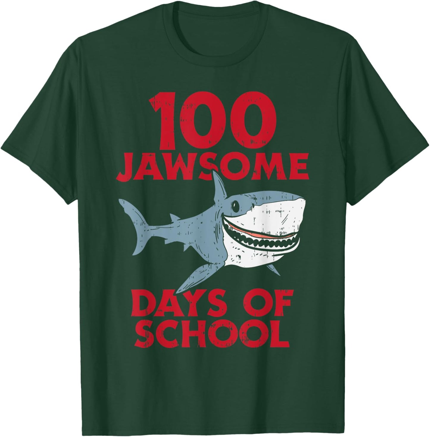 100 Jawsome Days School Shark 100th Day Boys Teacher Gift T-Shirt - T-Shirt | Forest