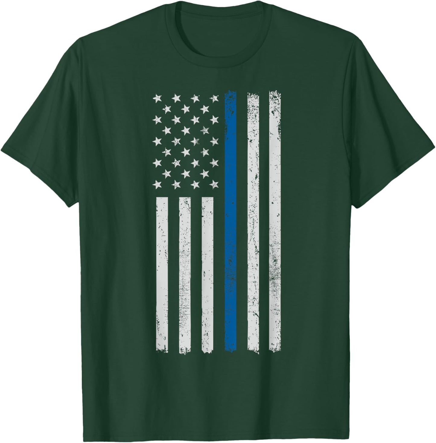 American Flag Thin Blue Line Police Support Lives Matter US T-Shirt - T-Shirt | Forest