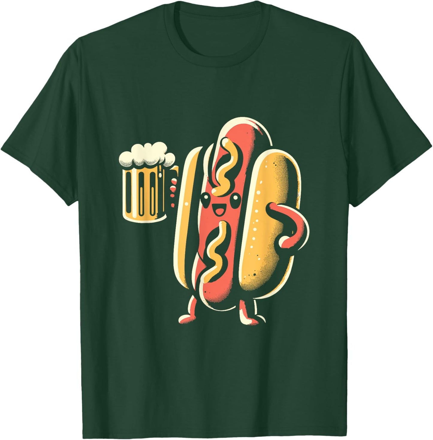 Hot Dog And Beer - Vintage Hotdog Just Here for the Wieners Men Women T-Shirt - T-Shirt | Forest