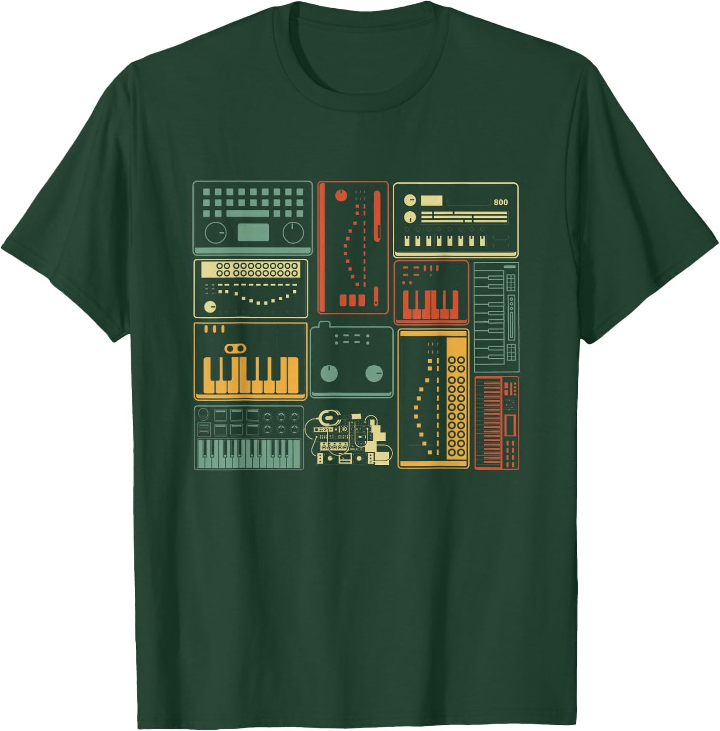 Analog Modular Synthesizer Music Producer Keyboard T-Shirt - T-Shirt | Forest