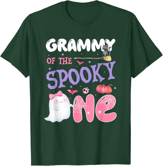 Grammy Of The Spooky One 1st Birthday Halloween Pink Ghost T-Shirt - T-Shirt | Forest