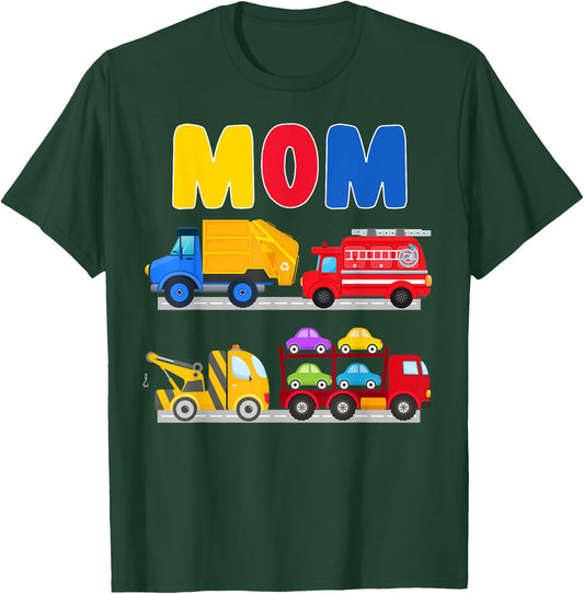 Mom of the Birthday Boy Transportation Vehicles Trucks Cars T-Shirt - T-Shirt | Forest