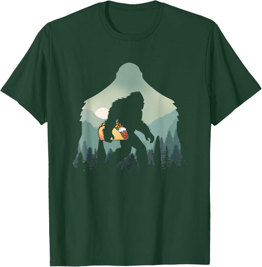 Funny Bigfoot With Tacos Sasquatch Believe Cinco de Mayo T-Shirt - T-Shirt | Forest
