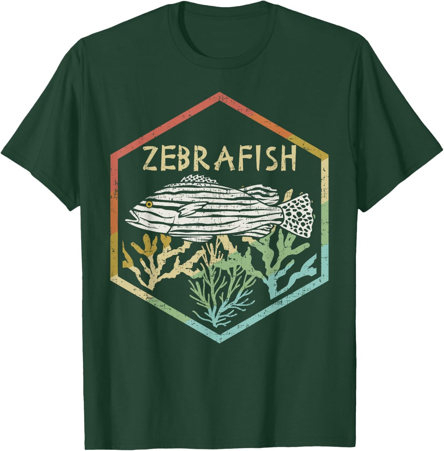 Cool Retro Zebra Fish Silhouette Gift Design Idea design T-Shirt - T-Shirt | Forest