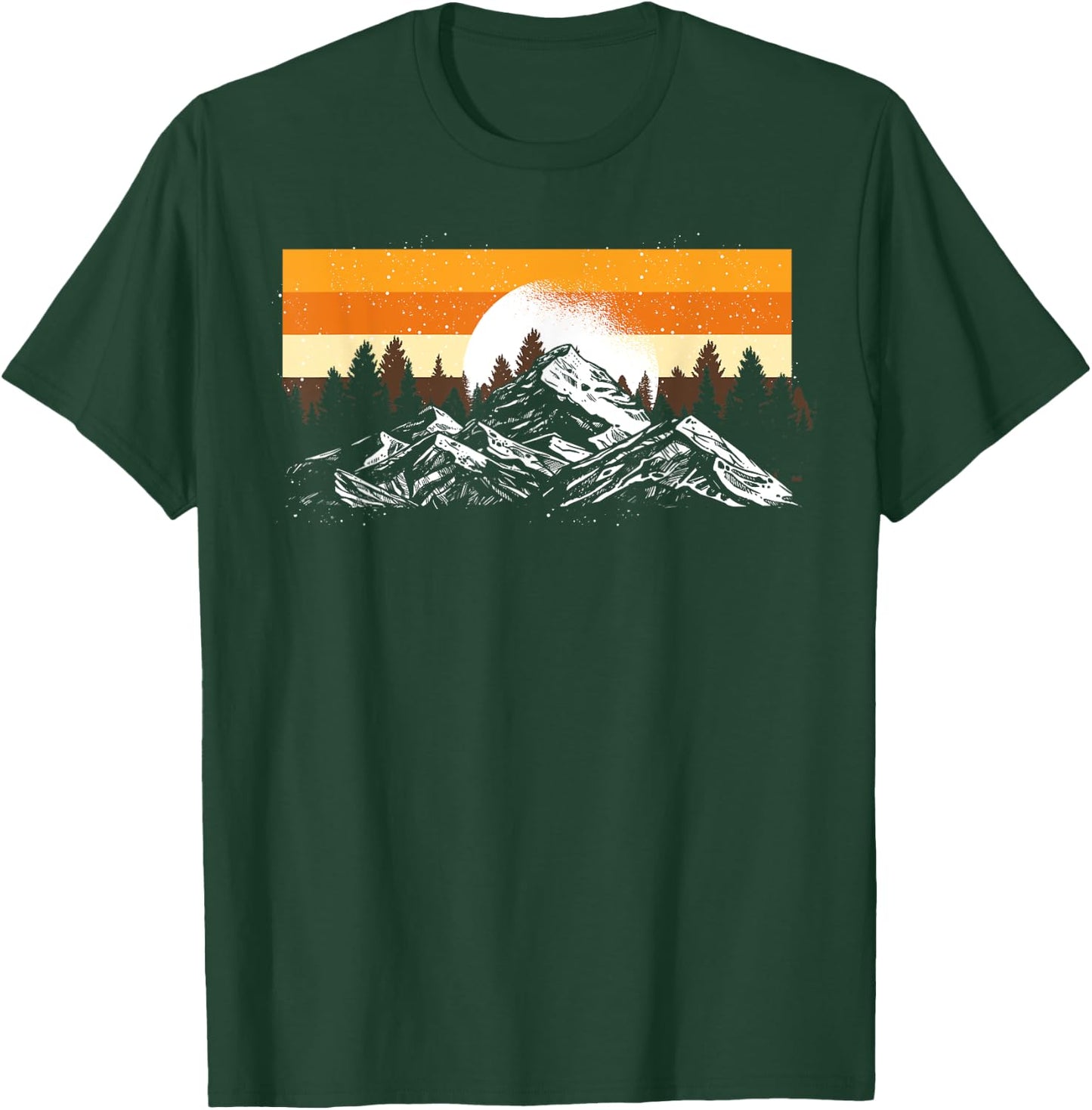 Retro Mountains Full Moon Outdoor Nature Wildlife Forest T-Shirt - T-Shirt | Forest