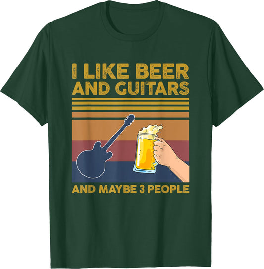 I Like Beer and Guitars and Maybe 3 People T-Shirt - T-Shirt | Forest