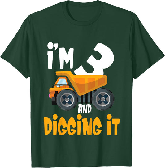 I'm 3 and digging it 3 year old 3rd Birthday Boy I'm 3 T-Shirt - T-Shirt | Forest