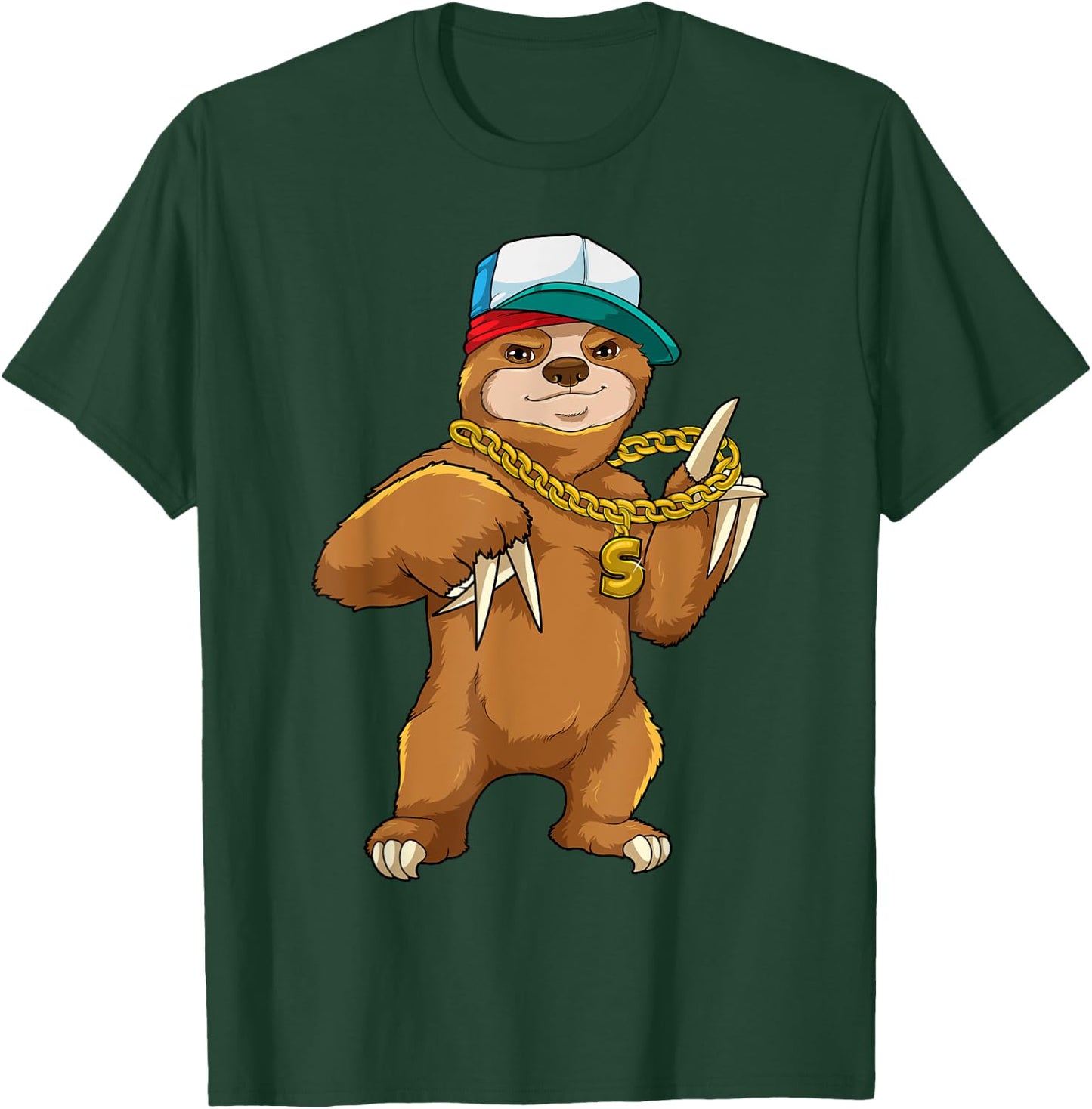 Urban Sloth Rapper Hip Hop Street Music Chain Slow Music T-Shirt - T-Shirt | Forest