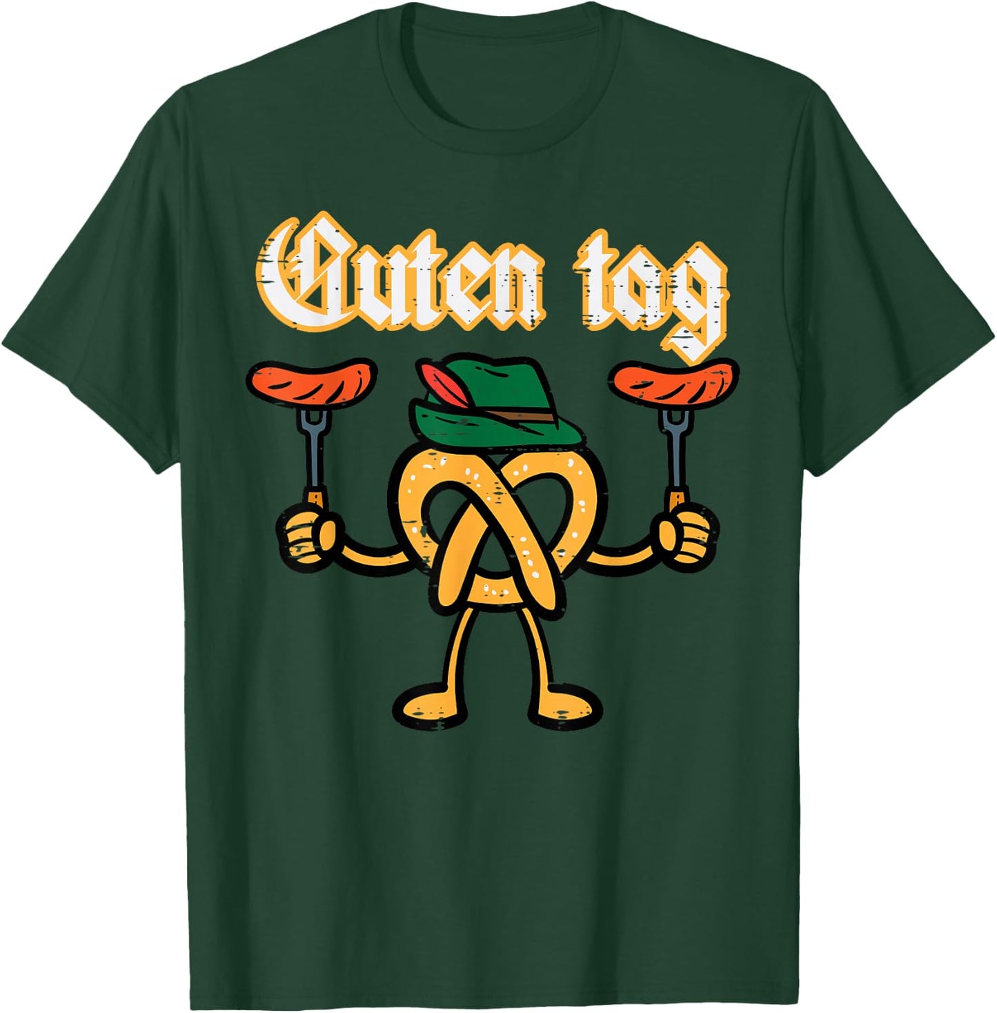 Oktoberfest Guten Tag Pretzel German Costume Kids Men Women T-Shirt - T-Shirt | Forest