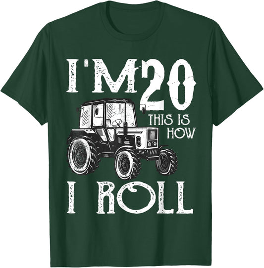 20th Birthday Tractor Farmer Rancher Funny 20 years old gift T-Shirt - T-Shirt | Forest