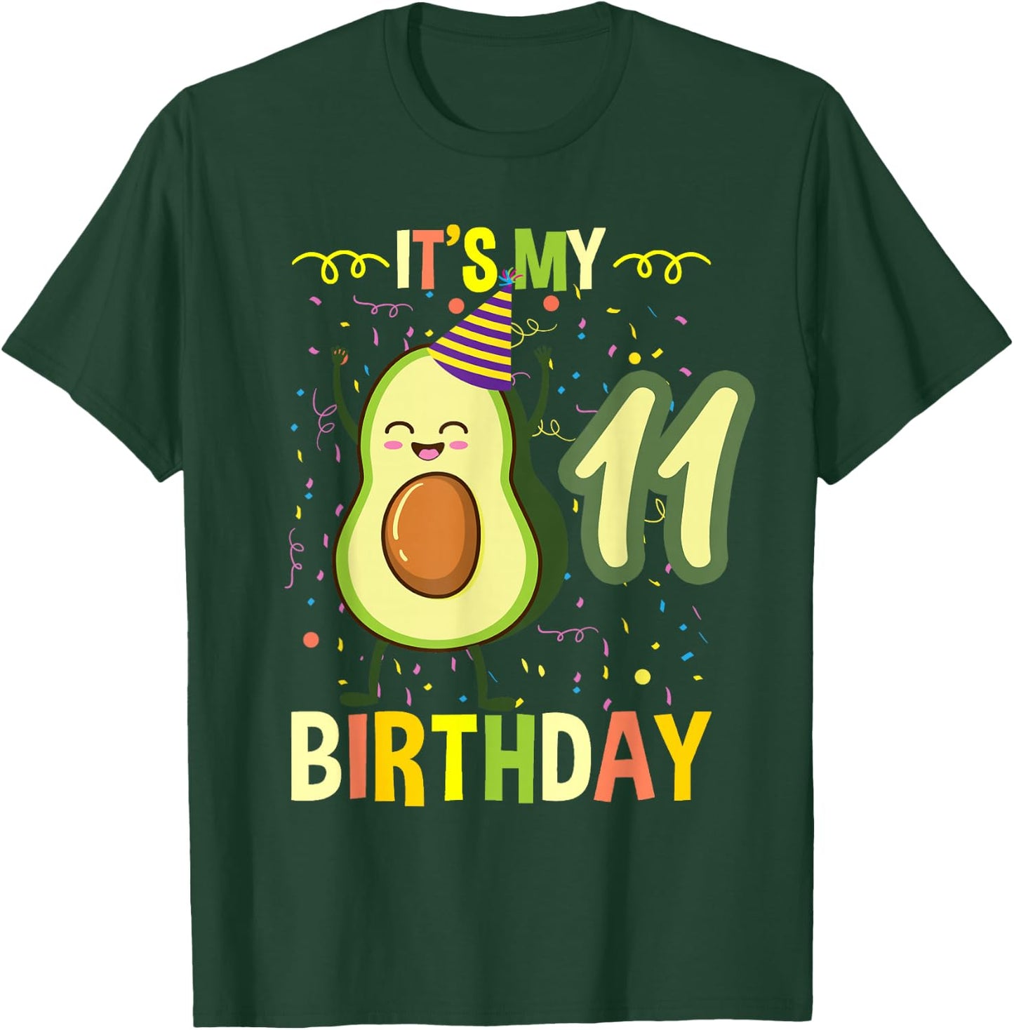 Its My 11th Birthday Avocado T-Shirt - T-Shirt | Forest