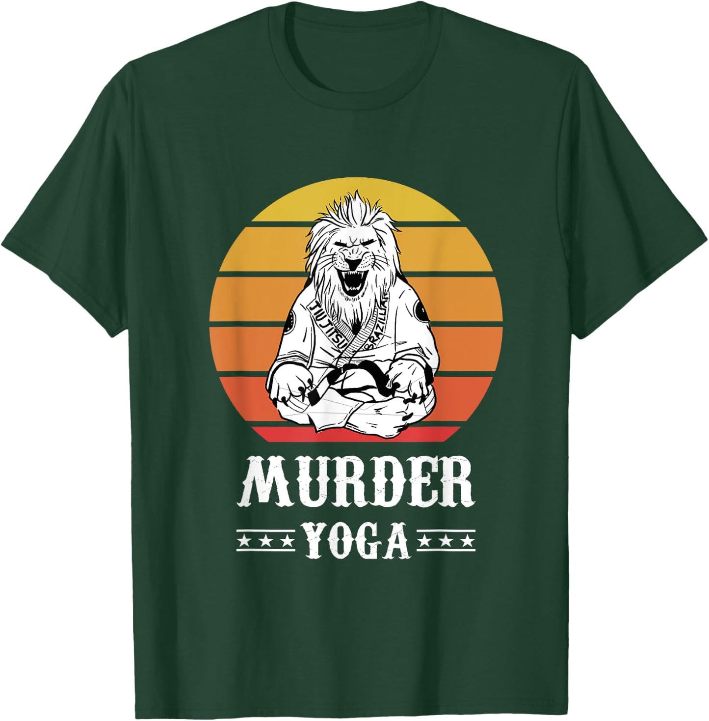 Jiu Jitsu Murder Yoga Vintage Sunset Funny Brazilian T-Shirt - T-Shirt | Forest