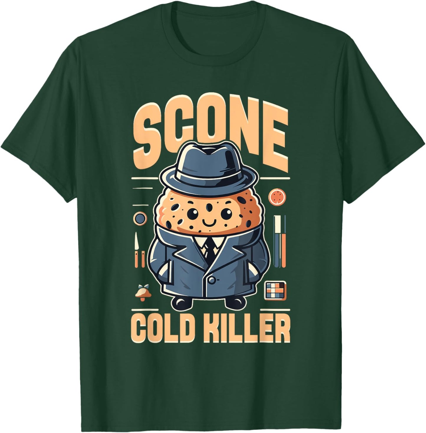 Scone Cold Killer Funny Baking Detective T-Shirt - T-Shirt | Forest