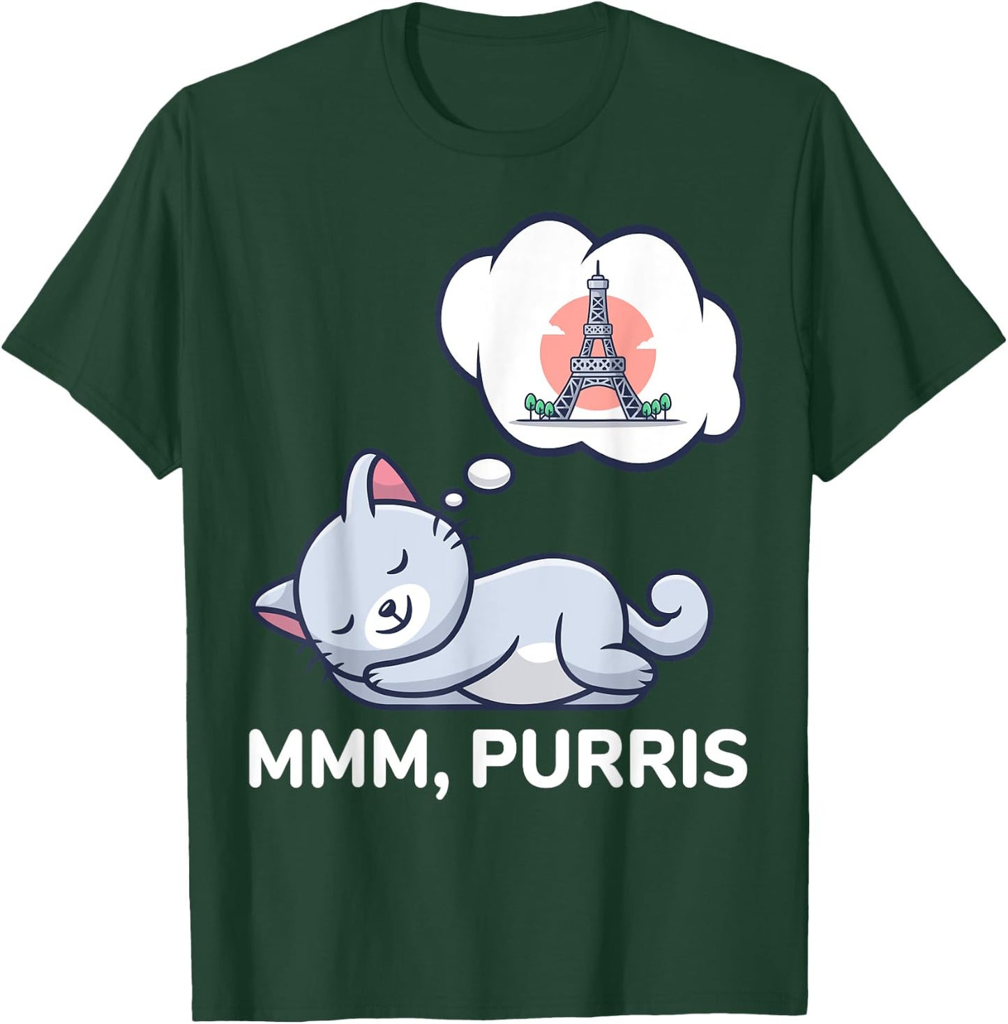 Funny Paris Cat Cute France Themed Gift T-Shirt - T-Shirt | Forest