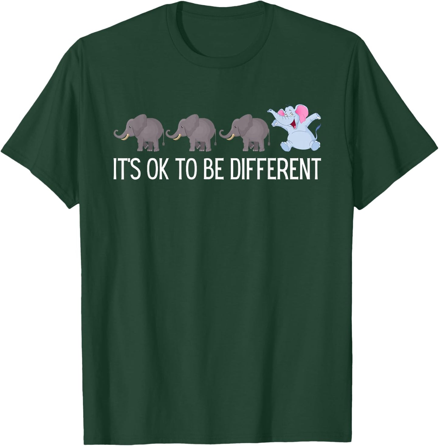 Autism It's Ok to Be Different Elephant Funny Being Unique T-Shirt - T-Shirt | Forest